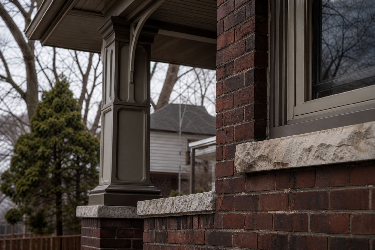 A close view of the exterior detail on a house in Kankakee, IL — Kankakee County Realtor